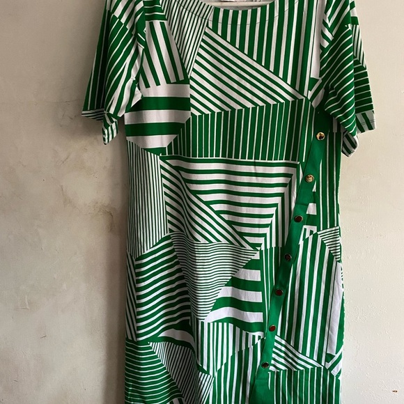 Green Striped Women's Dress - Picture 1 of 6